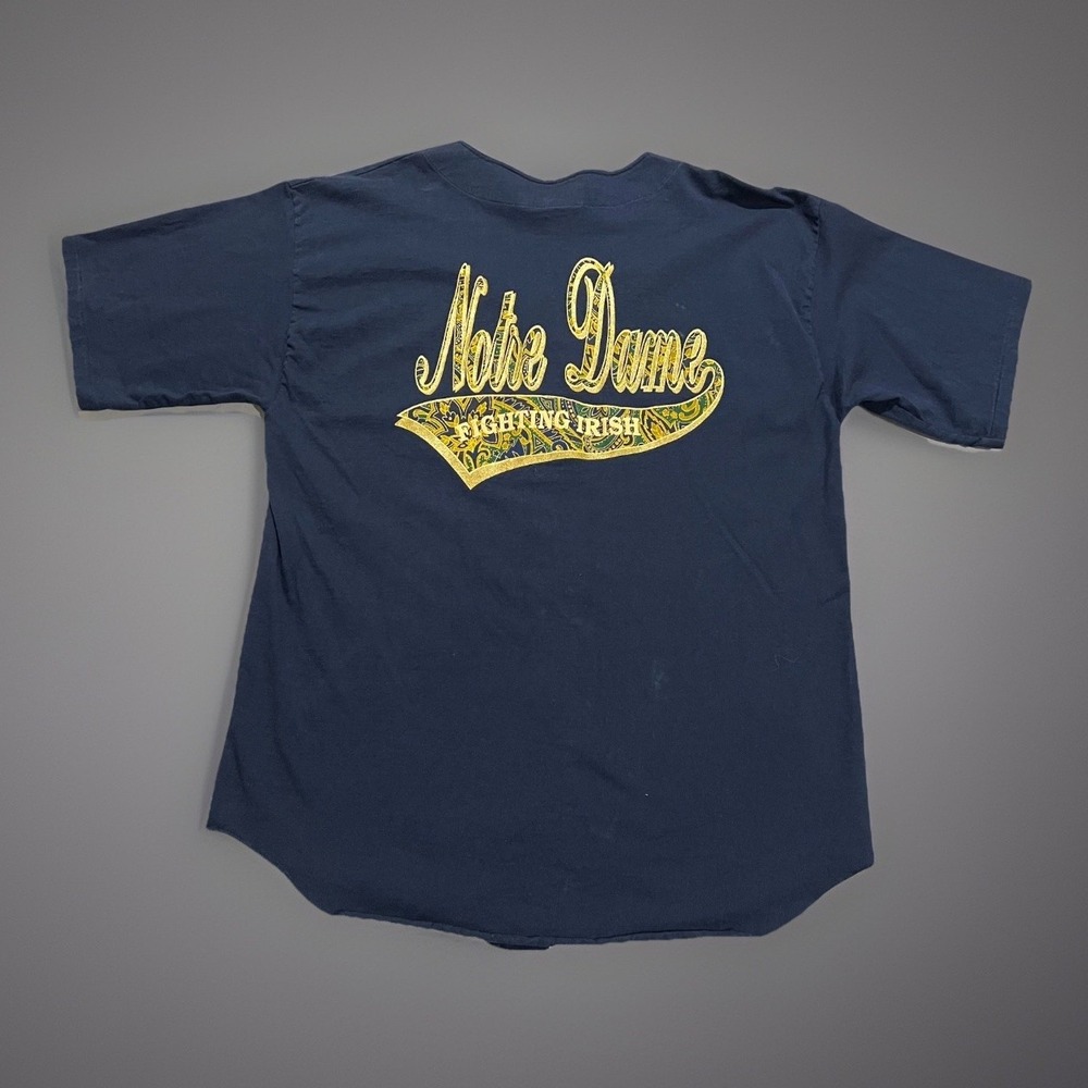 VTG 90s Mens Navy Notre Dame Fighting Irish Cotton Baseball Jersey XL Sportswear
